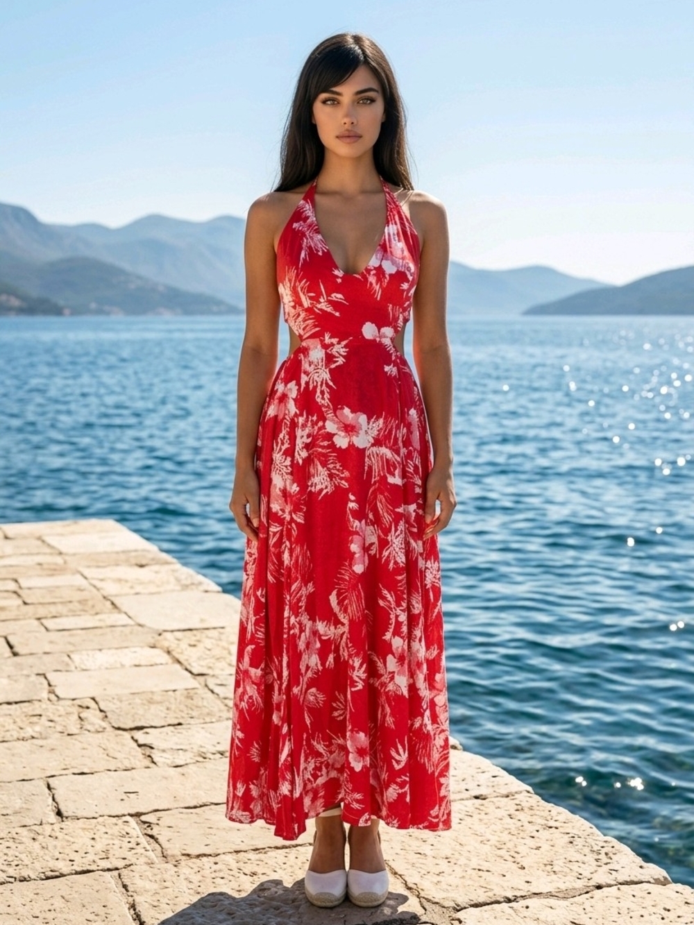 Free People Red Floral Maxi Dress - Picture 1 of 14